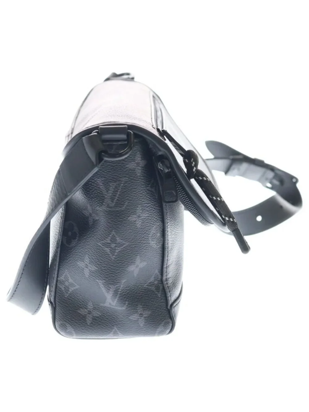 Louis Vuitton Monogram Eclipse Pulse Messenger Shoulder Bag Black Gray Leather